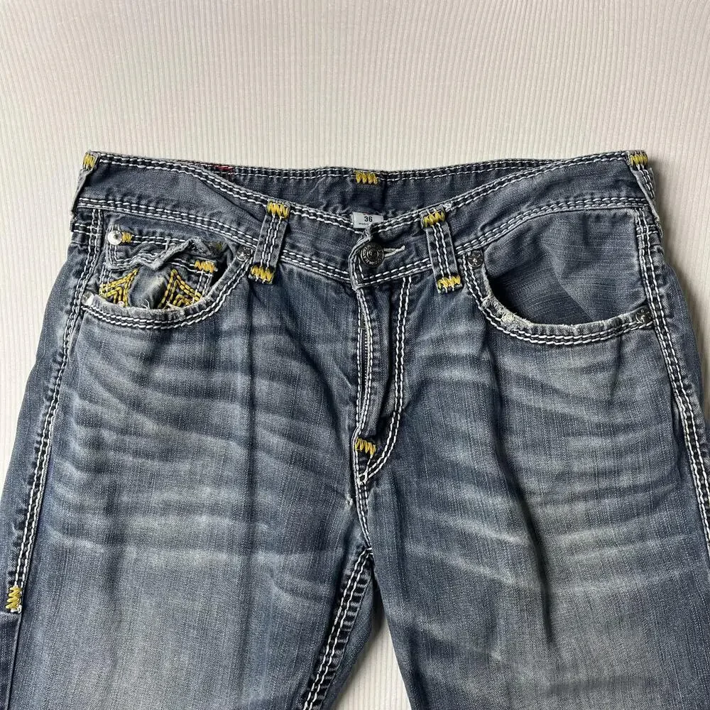 True Religion Section Straight Jeans Mens 36x31 Blue Denim Straight Leg